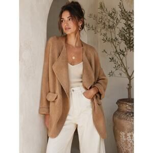Goodnight Macaroon Camel Draped Cardigan | Quiet Luxury Cozy Chic Layer